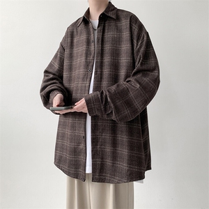 宽松格子长袖衬衫男KD627-P30图片