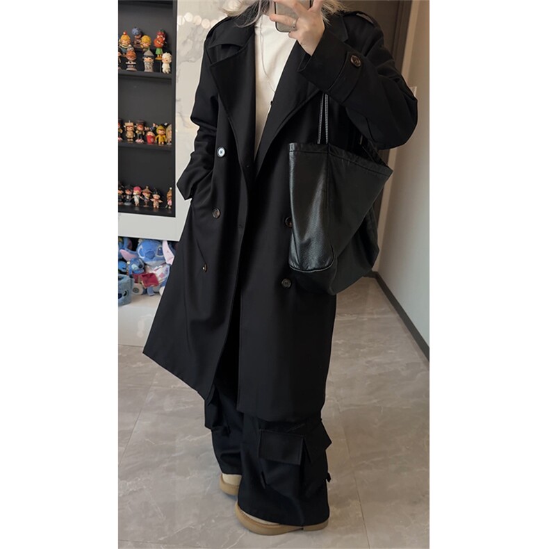 黑色风衣外套秋冬加棉厚款中长款情侣大衣FY3655-特P88加棉P108，男装风衣，电商B295