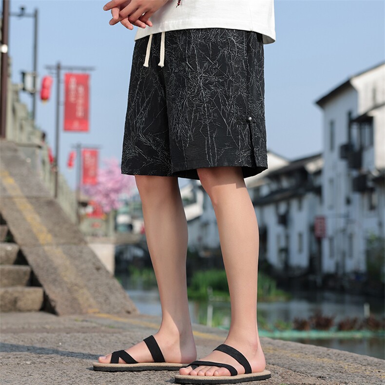 2025夏季新款风男装新中式盘扣肌理感短裤质感5分裤DK98-P50,男装牛仔裤,电商B277(原6028)