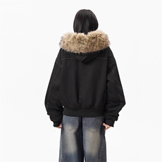 1506-1/MM88061/P79美式复古连帽毛茸座山雕棉服外套秋冬短款工装，男装棉衣，星座1506-1