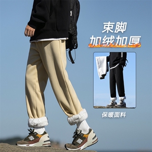 加绒加厚保暖休闲裤男士秋冬季宽松运动束脚裤WK130-特批-50图片
