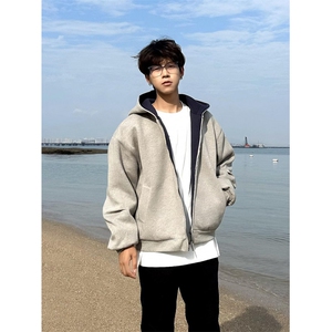 L02CC-特P60 双拉链短款连帽开衫卫衣外套男图片