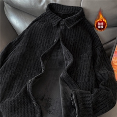 时尚新款雪尼尔鱼骨纹加绒衬衫，A061-AC01832JR-特P45-平铺图，男装衬衫，电商A061