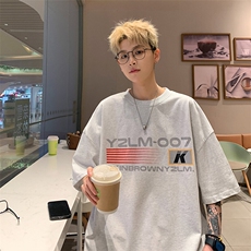 港风条纹印花设计短袖T恤男DT77779P18块特价控38：供抖音视频，男装T恤，星座227-7