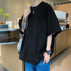 C306P29时尚潮牌潮五分袖港风口袋ins新款纯色青春流行男圆领夏，男装T恤，星座512-6