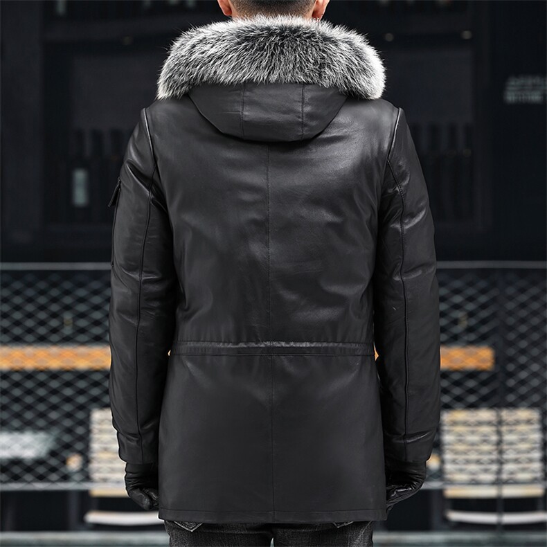 ZH2198冬季男士连帽真皮牛皮加厚皮衣外套皮夹克羽绒服P1100,男装夹克,电商B360A（原721A）