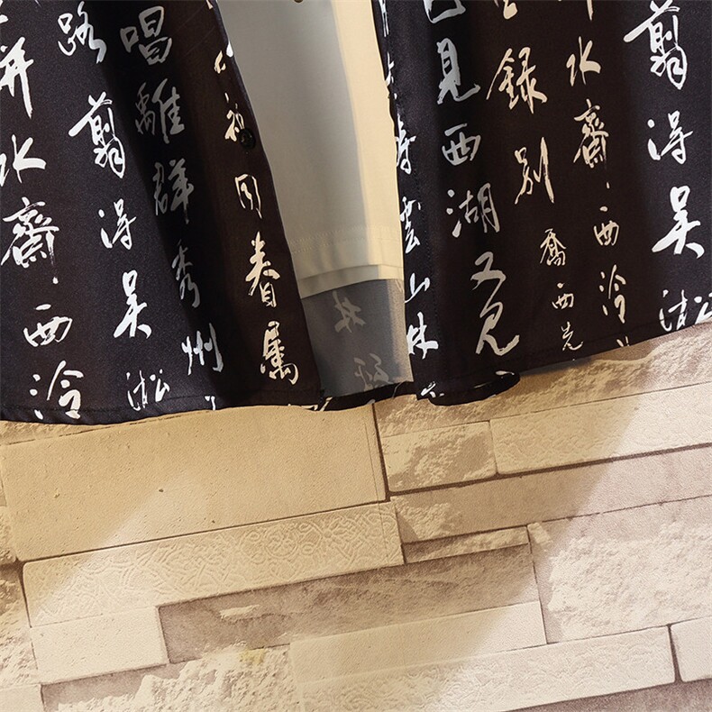 CS09--P452021新款男士日系五分短袖衬衫男中国风宽松大码花衬衣,男装衬衫,电商B369（原A024）