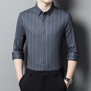 2023春秋男士高档无痕免烫长袖翻领衬衫男时尚商务衬衣HM8218-P85,男装衬衫,星座1105-3