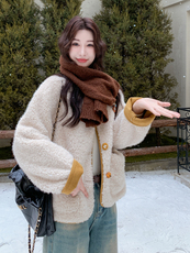 新款现货皮毛一体外套2C087-9280-P189K269，女装短外套，2C087