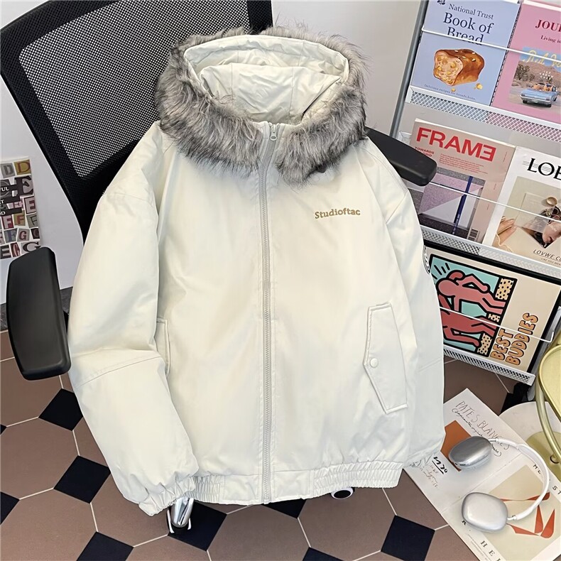 加绒加厚冬款男女连帽棉衣座山雕毛领保暖刺绣棉袄外套MY560P90，男装棉衣，星座1013-1