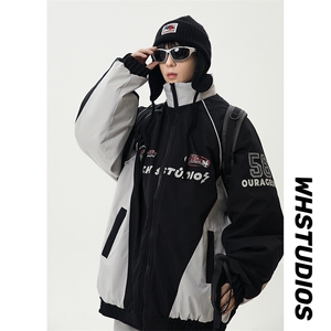 现货 港风美式字母印花立领保暖棉服男女潮 XZ213-MF08-P128控168图片