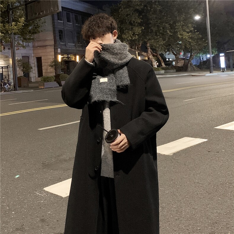 秋冬毛呢大衣男中长款韩系过膝呢料风衣单排扣外套A430-DY31P128，男装风衣，电商A430（原星座702）