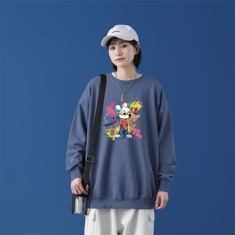 Y2560P38中性模特春秋季运动套头潮牌ins潮流休闲上衣圆领卫衣,男装卫衣,星座510A-1