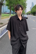 纯色衬衫抖音直播现货短情侣款冰丝衬衣DS-C323-1-7769-P38，男装衬衫，电商C323-1