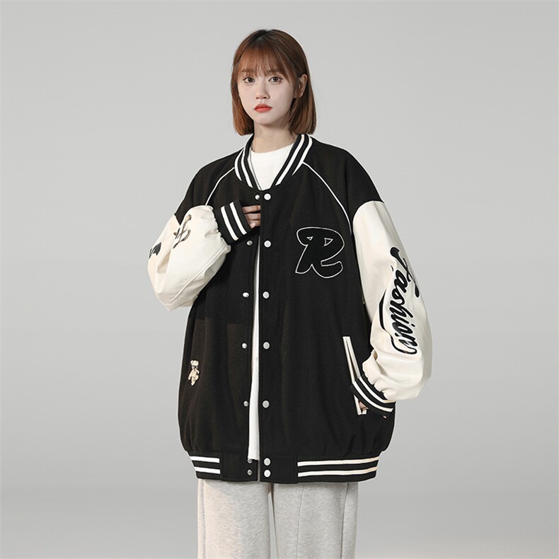 港风上衣夹克宽松落肩拼色棒球服外套JK711-P68,男装夹克,星座1204-3
