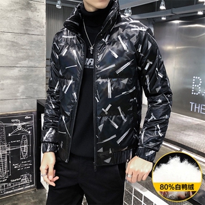312A-9908-P185 2025冬季新款时尚羽绒服短款外套男80%白鸭绒F图片