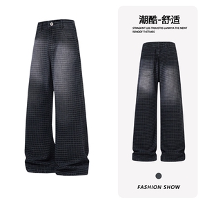 B221 美式ins高街暗黑提花修身微喇牛仔裤LK26631-特P45控78图片