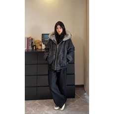 可拆毛领皮衣棉服男女款冬季加棉棒球服外套美式高级感棉衣夹克，男装夹克，星座506A