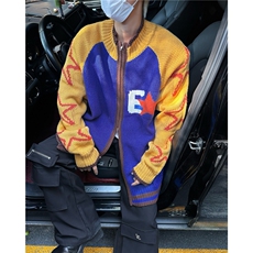 时尚撞色设计秋季针织开衫男同款宽松休闲毛衣外套上衣MY9227，男装针织衫/毛衣，星座1116A-1（原606A）
