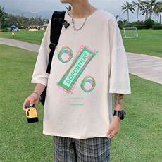 YT26171-P30亚短袖t恤男大码五分袖男宽松七分袖港风模特，男装T恤，电商A040
