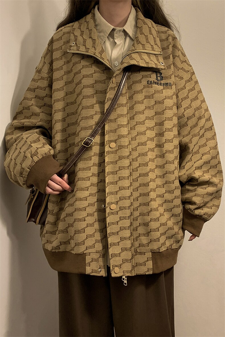 1中性风黄底夹克女大码夹克男情侣百搭外套女JK8750P95控128,男装夹克,星座226-2