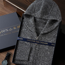 2025年秋季长袖青春流行连帽时尚百搭通勤简约休闲，男装羊绒开衫，曼云男装羊绒