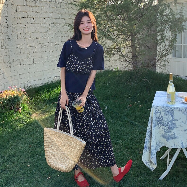 夏季半身裙短袖衫时尚两件套女,女装套装/套裙,浙宝069