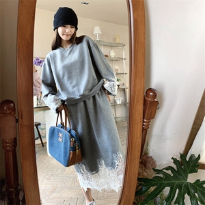现货2026休闲时尚撞色花边质感针织两件套装裙女182-8576P175K258图片