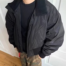 抖音得物美式潮休闲夹克春季立领纯色复古工装加厚棉服外套AMY02，男装夹克，电商A443
