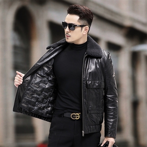 SF8813-1冬季新款男士羽绒服可脱卸内胆牛皮外套P730图片