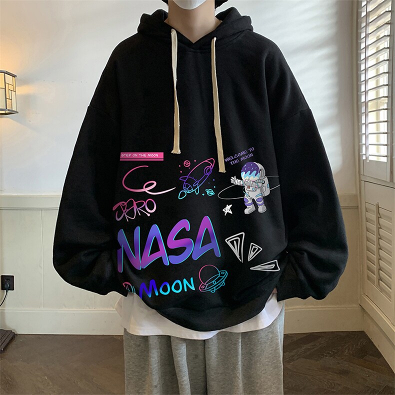 纯棉连帽卫衣男大码运动帽衫宽松薄WY2186-P35加绒款-P40NASA,男装卫衣,电商A040