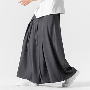 夏季 大码宽松裙裤汉服直筒阔腿裤休闲裤中式潮暗黑 K251/P70图片