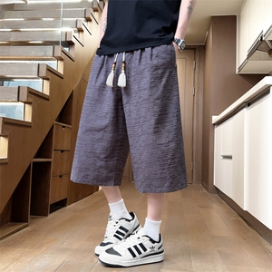 夏季纯棉超宽松七分裤男纯棉纯色男士休闲裤潮大码A266-KZ880-P56图片