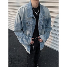 复古暗花纹水洗牛仔外套男春秋季短款机车风立领夹克J3572，男装夹克，星座1116A-1（原606A）