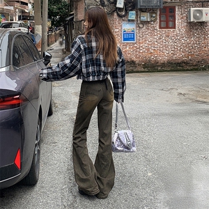 复古做旧微喇叭牛仔裤男女2026春季设计感显瘦马蹄裤子YD2126-P60图片