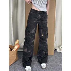 【有货】DK8653-P68新塘货美式重磅工装裤男女直筒宽松迷彩牛仔裤图片