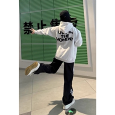 网图美式印章三条杠长裤巴黎神裤宽松直筒休闲裤KK181-P50，男装休闲裤，星座1213
