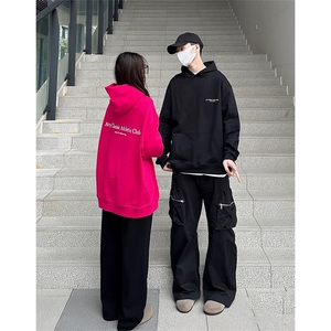 抖音得物 高品质印花连帽卫衣 秋冬装美式宽松连帽纯色卫衣ADL104图片