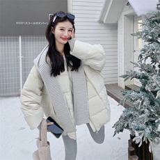 新款有货米色50绒羽绒服配围巾5313P295K448，女装羽绒服，2C176