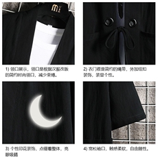 HF59055-P40风汉服男开衫外套七分袖道袍网格挂拍，男装民族服装，电商A040A