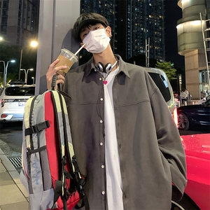 2025港风夜景 麂皮绒宽松时尚长袖衬衫S70 P48控68图片