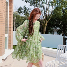 【大货已出】佛手绿碎花连衣裙2C137-8212-P125-K178，女装连衣裙，2C137