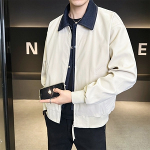春季新款撞色拼接假两件翻领外套男休闲夹克JK02631-P80图片