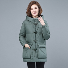 2022年冬季新款保暖白鸭绒羽绒服女中长款连帽韩版休闲外套女开衫，女装羽绒服，简韵佳