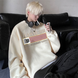 秋季新款圆领卫衣男美式复古字母印花潮牌潮流JK23469特批25控48图片