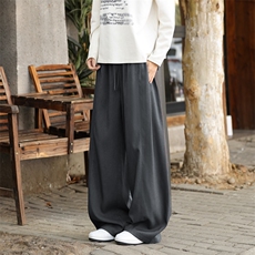 美式直筒休闲裤子男春季新款潮牌宽松垂感阔腿拖地长裤K02611-P45，男装休闲裤，星座308B-2