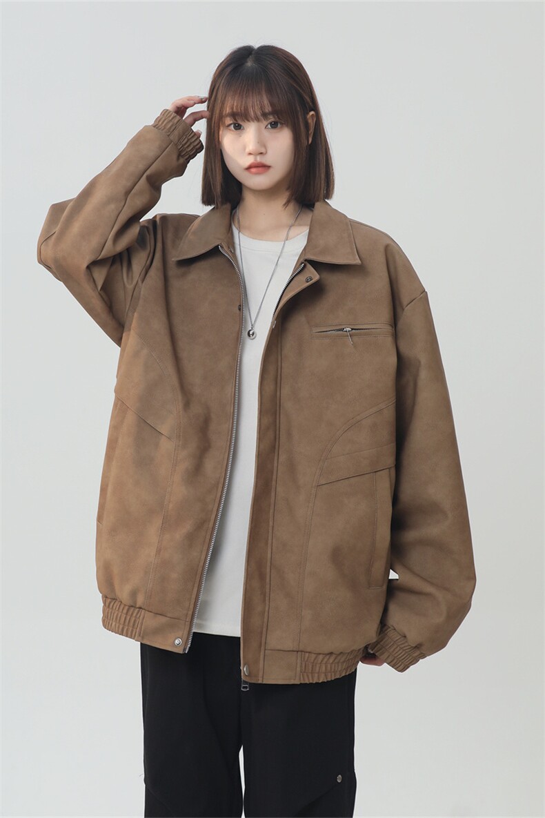 中性风PU皮工装翻领夹克2025秋季痞帅潮流外套XZ301b-2-JK2590P85,男装夹克,星座301B-2（原A443-1）