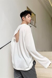 山本耀司个性露背长袖T恤小众设计师款 H1021 P55图片