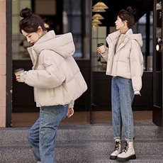 现货太空领连帽休闲羽绒服女2024年冬季新款加厚外套，女装羽绒服，关键词
