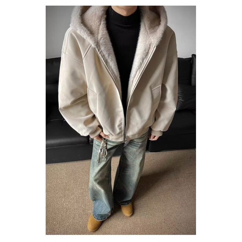 美式复古座山雕短款连帽毛领棉服女冬派克服棉衣外套,男装棉衣,星座506A